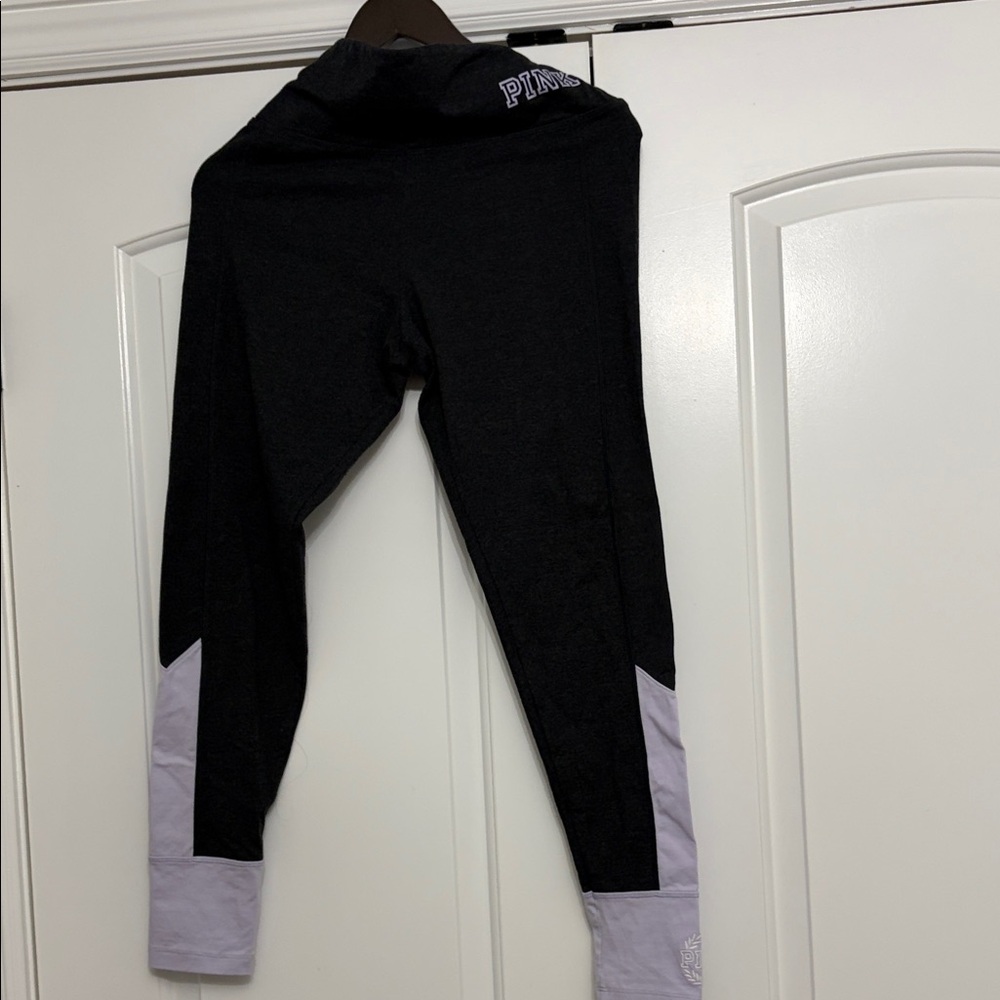 PINK Victoria's Secret Kids Black and Light Gray Leggings
